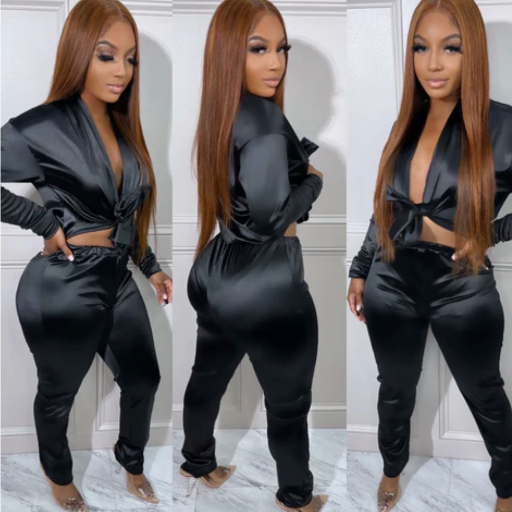 NEW WITH TAGS** Satin wrap jumpsuit